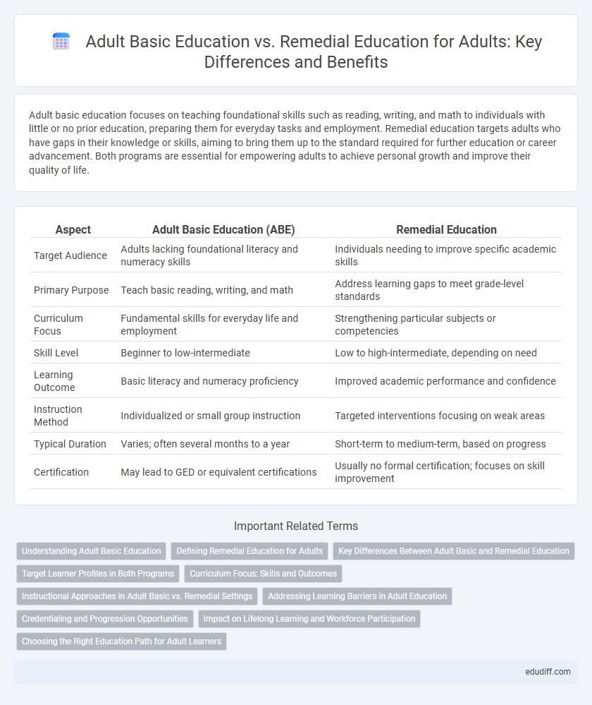 Adult Basic Education vs. Remedial Education for Adults: Key Differences and Benefits