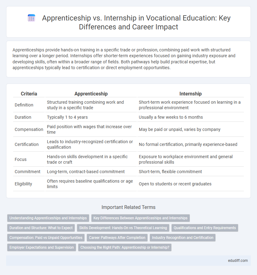 Apprenticeship vs. Internship in Vocational Education: Key Differences and Career Impact