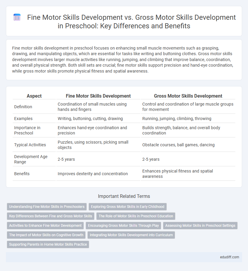 Fine Motor Skills Development vs. Gross Motor Skills Development in Preschool: Key Differences and Benefits