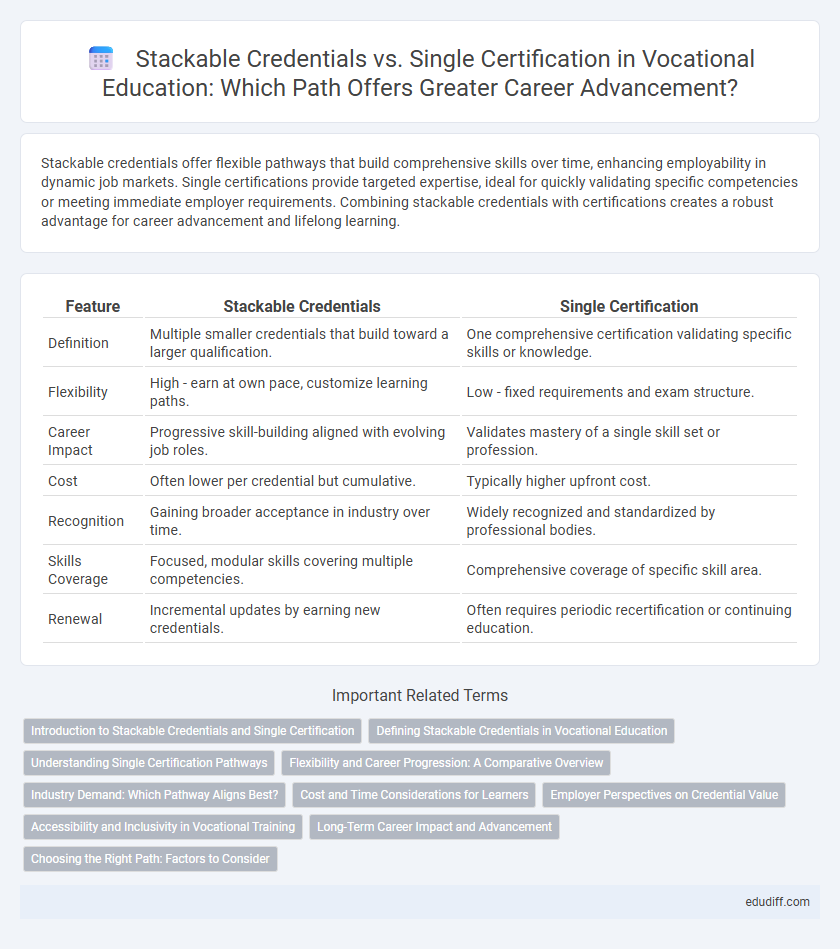 Stackable Credentials vs. Single Certification in Vocational Education: Which Path Offers Greater Career Advancement?