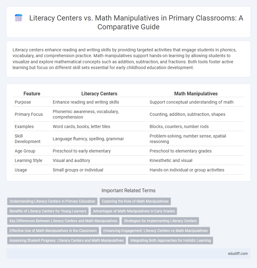 Literacy Centers vs. Math Manipulatives in Primary Classrooms: A Comparative Guide